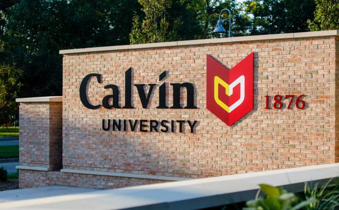Calvin University sign