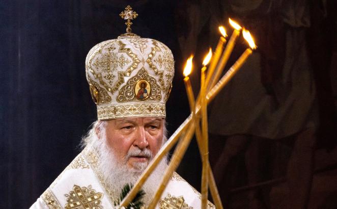 Russian Orthodox Patriarch Kirill in the Christ the Saviour Cathedral in Moscow, Russia, Jan. 7, 2021. (AP Photo/Alexander Zemlianichenko)