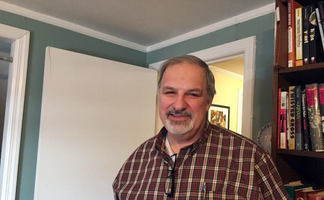 Former Christianity Today editor, Mark Galli, at his home in Glen Ellyn, Ill. (RNS photo by Yonat Shimron)