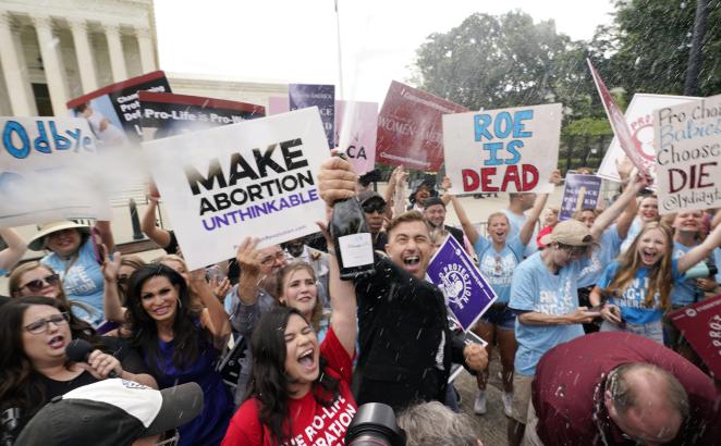 A celebration took place outside the U.S. Supreme Court on Friday, June 24, 2022, after the court ended constitutional protections for abortion that had been in place nearly 50 years.