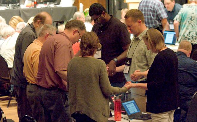 Delegates stopped often to pray.