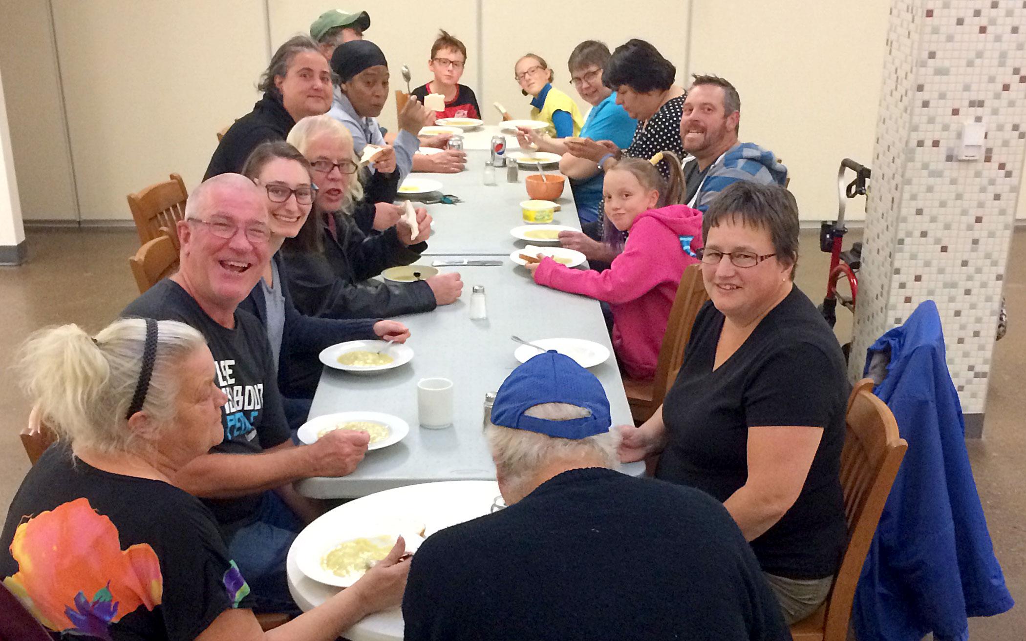 The Soup Series crew enjoys the fruit of their labors on Oct. 24.