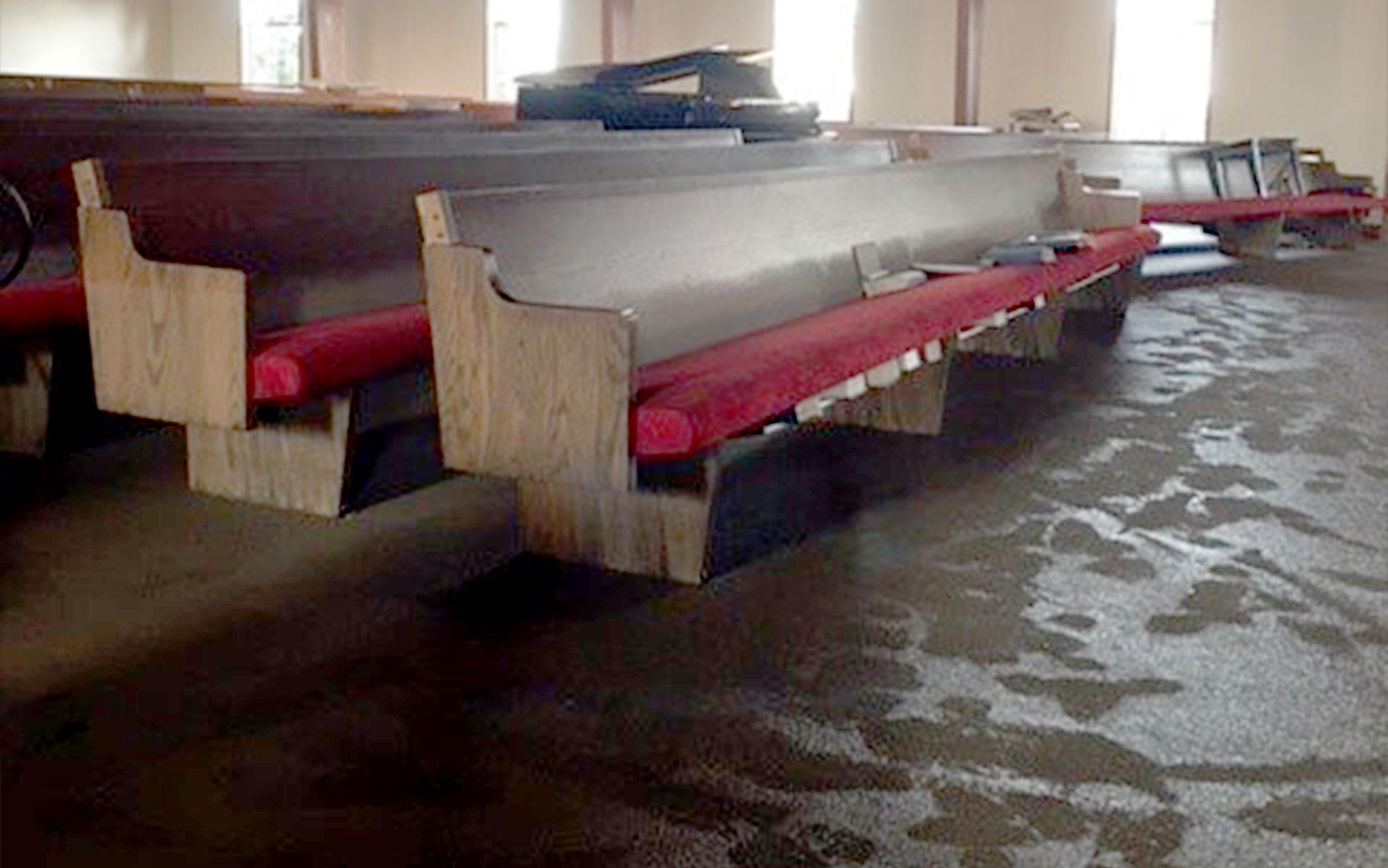 Damaged carpet, drywall, and woodwork were among the repairs faced by Sumas (Wash.) Christian Reformed Church after flood waters receded in early December 2021.