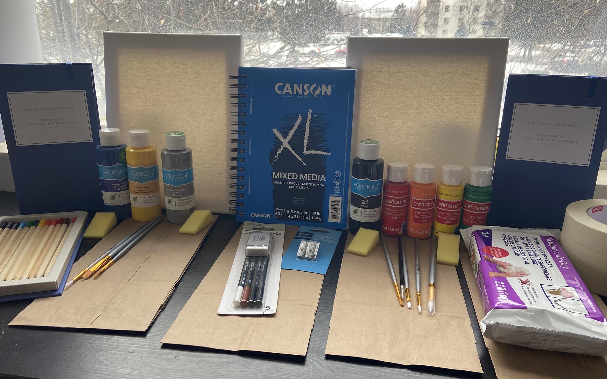 Fanshawe Campus Ministry pairs art materials with Scripture study in its Art at Home kits.

