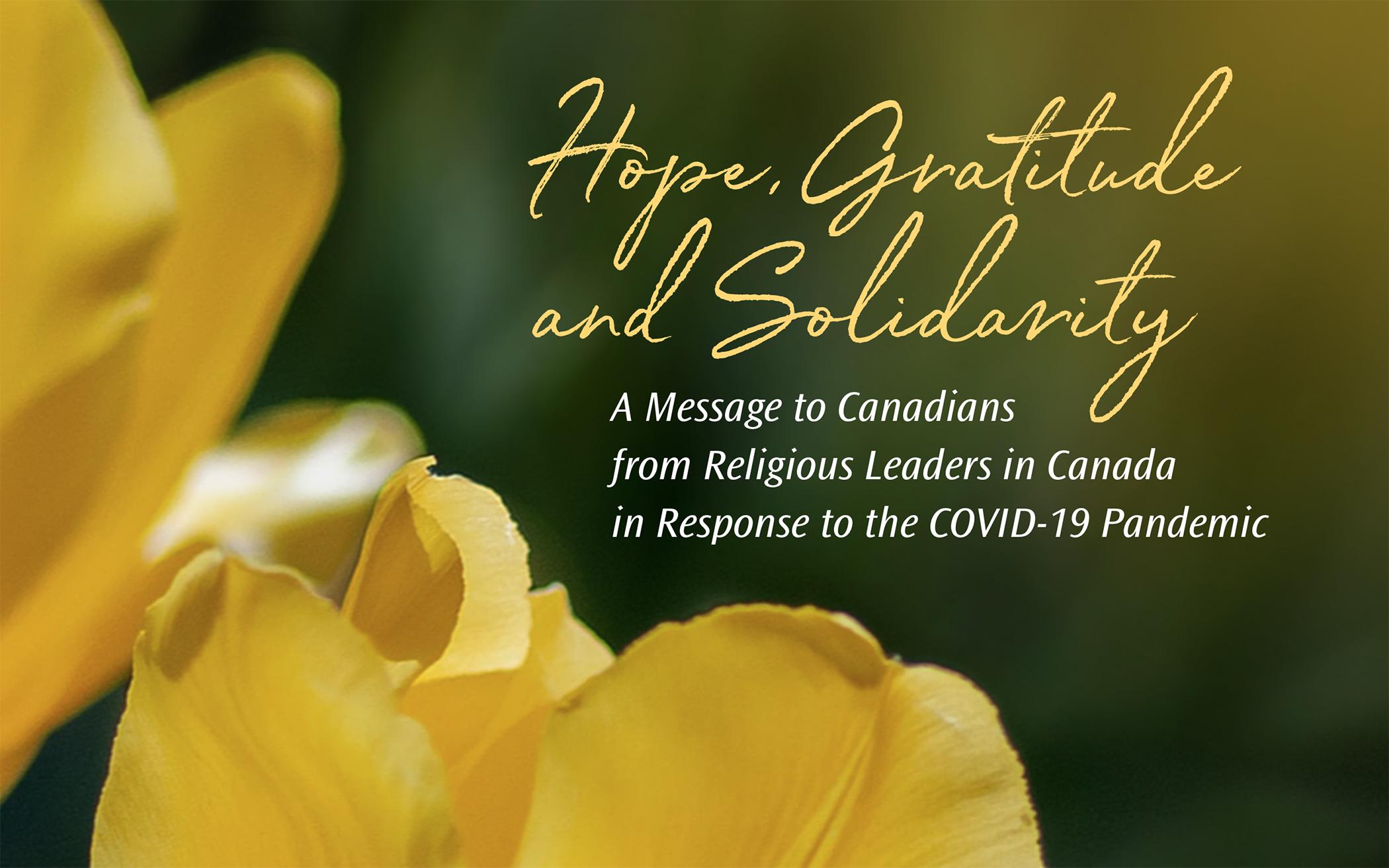 Canadian Faith Leaders Release Message of ‘Hope, Gratitude, and Solidarity’
