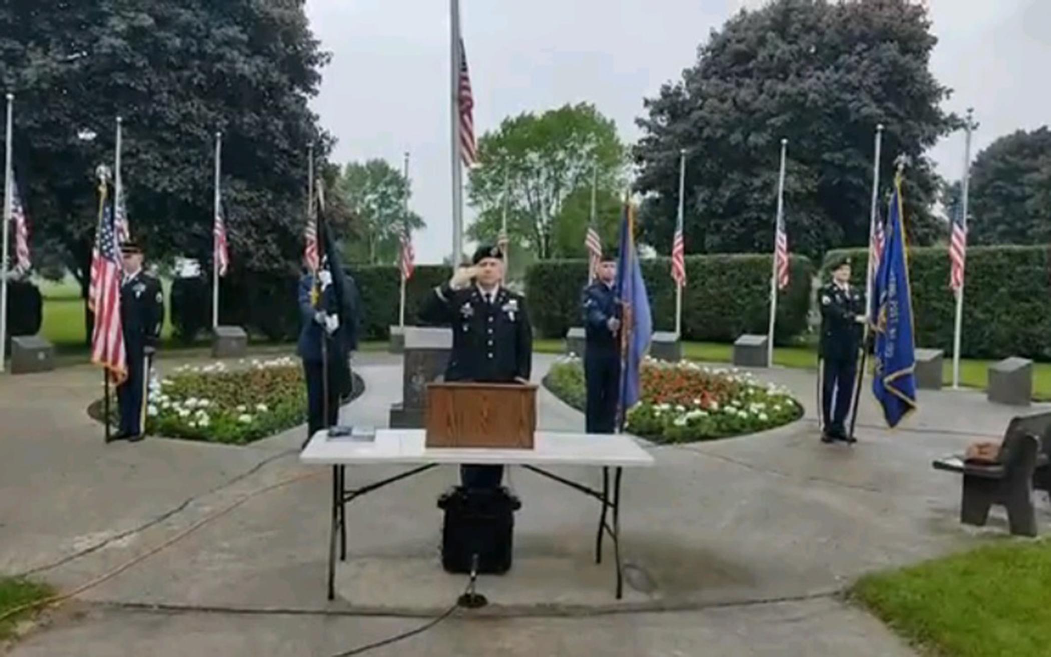 From the Memory Gardens in Sioux Center, Iowa, chaplains and servicemen marked Memorial Day with a service broadcast on radio and Facebook live.